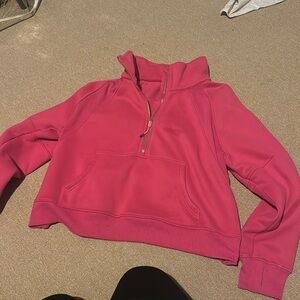 HOT PINK SWEATSHIRT WITH STAIN SHOWN IN FRONY